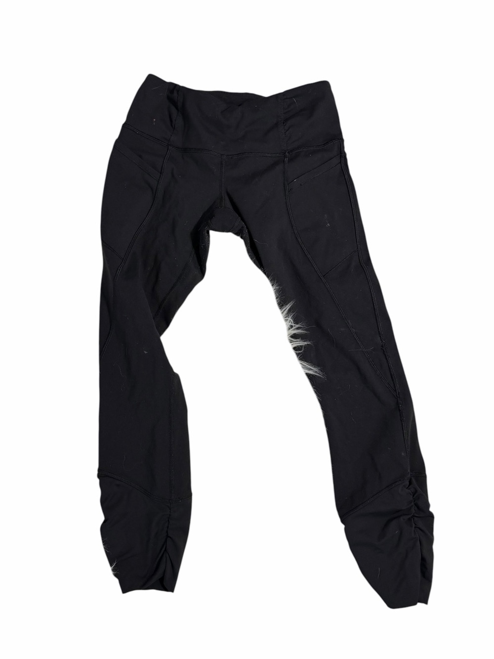 LULULEMON Speed Tight Black Leggings Ruched Ankle Side Size 4
